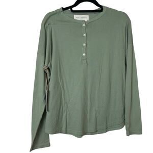 ROAD TO NOWHERE Women's Sage Green Henley Shirt sz L NWT